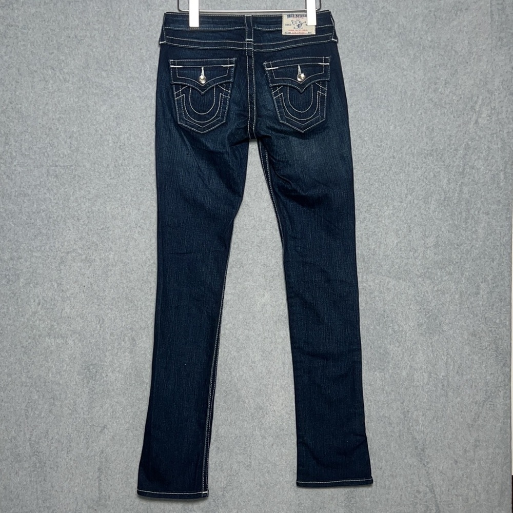 True Religion Slim Straight Jeans SZ 27 bling pocket dark wash - Picture 4 of 8